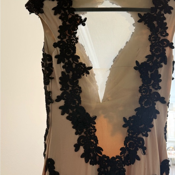 Jovani Tan and Cream Plunge Neck Prom Gown - Picture 6 of 10